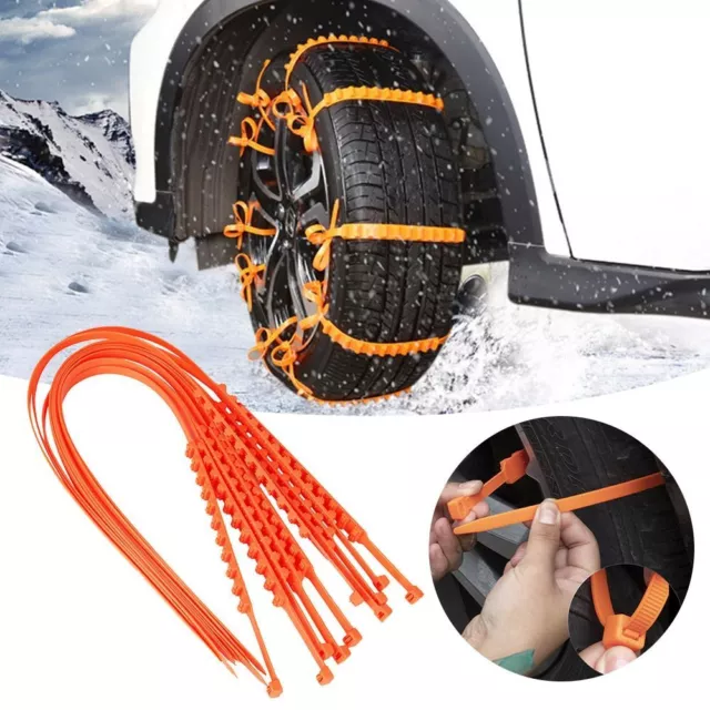 10pcs Portable Tire Chains Adjustable Zipper Reusable Car Snow