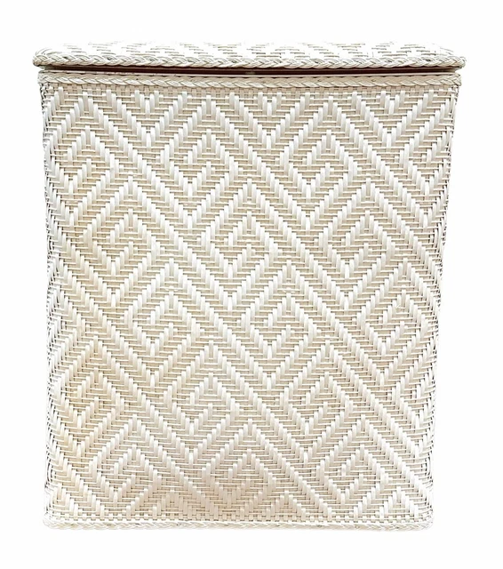 Vintage LaMont Athena Wicker Rattan Hamper White Retro Laundry Basket