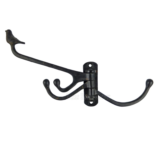 Bird Swivel Hook Wrought Iron 3 Arms Coat Towel Hat Purse Hanger Black Brown