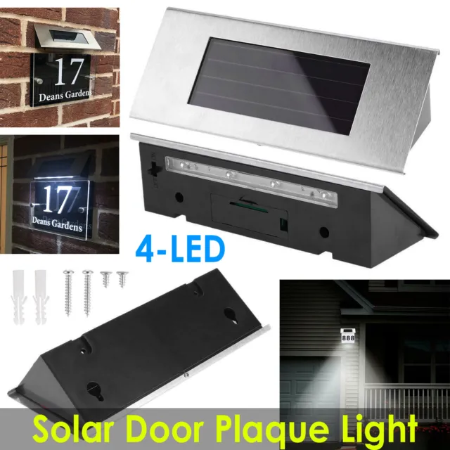 Solar Powered House Door Number Light Wall Plaque Doorplate Modern Lamp 4LED