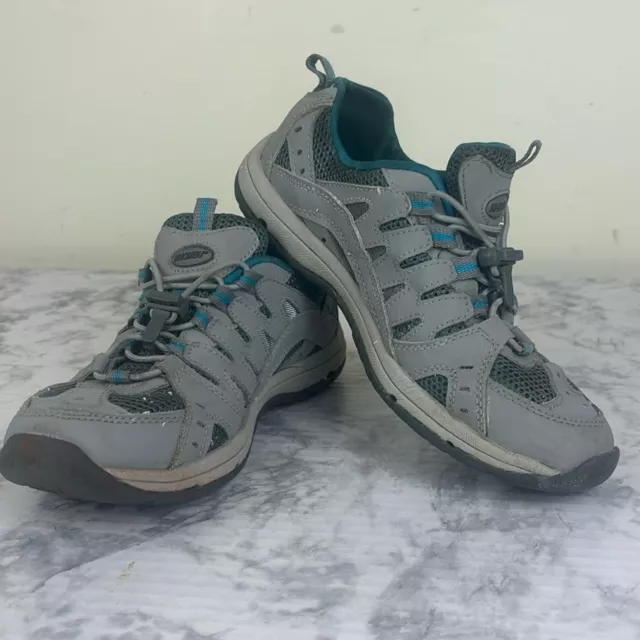 Khombu Griffin Bonfire Gray and Blue Leather Sneakers Running Low Top Shoes