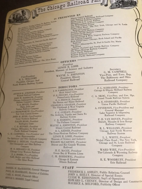 1949 chicago railroad fair official guide book pagent program wheels a rolling 3