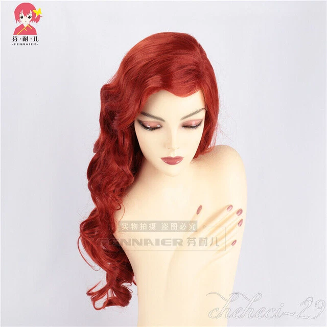 Anime Lolita Rojo Cobre Sexy Cabello Cosplay Ondulado Rizo Largo Peluca 75cm Estilo
