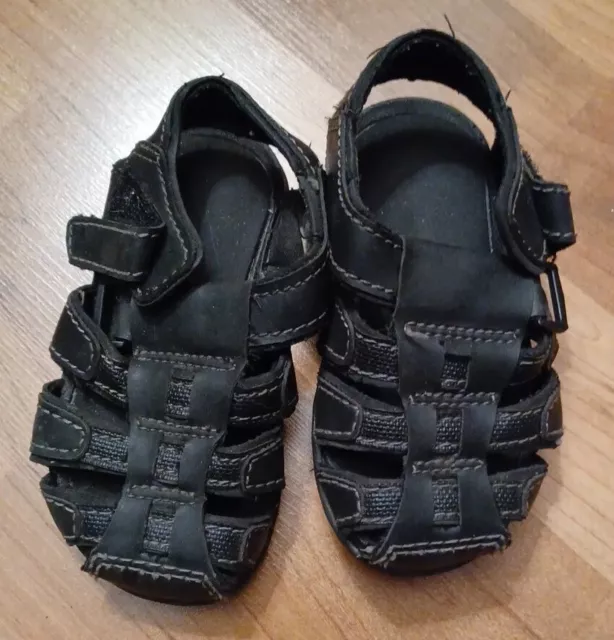 Boys Toddler Size 6 Black Leather Sandals Leather Fisherman