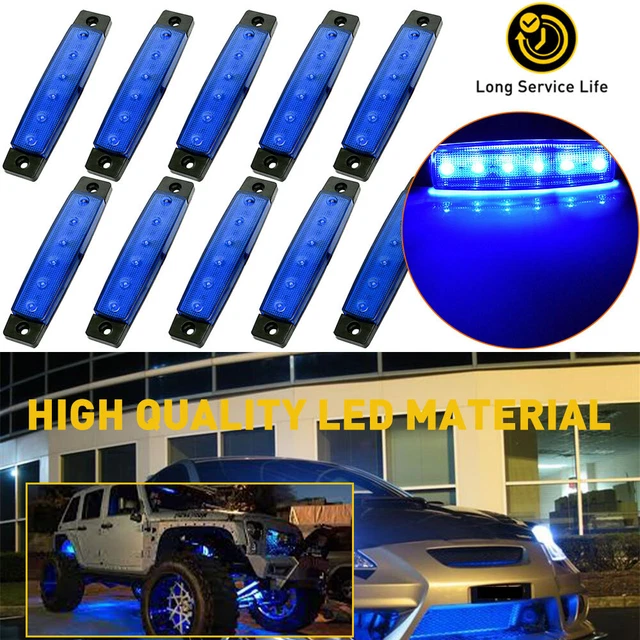 10PCS Pods Trucks Bed Rock Lights Blue Underglow LED Kit Neon Light Strips Lamps
