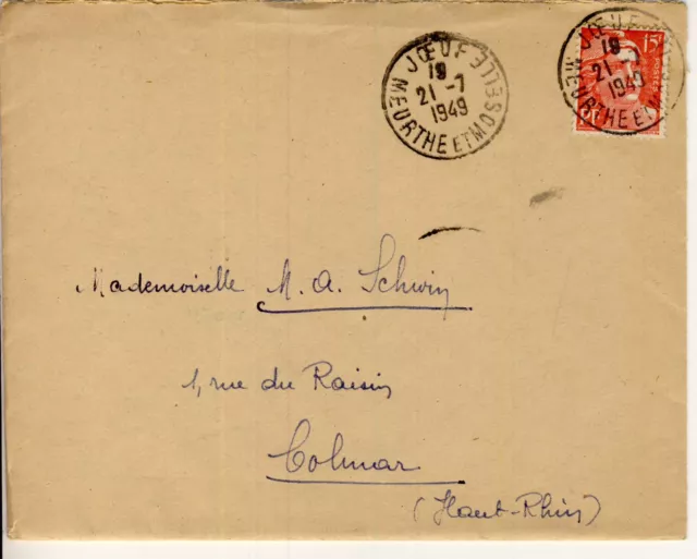 Gandon Joeuf Murthe Et Moselle / Colmar Type Letter 1949