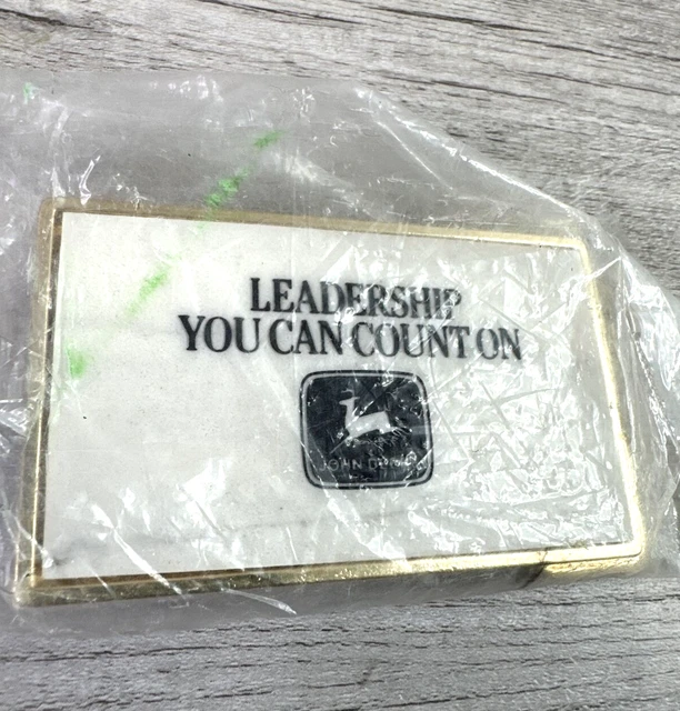 Vtg 1980s Collectible John Deere Leadership You Can Count On Belt Buckle