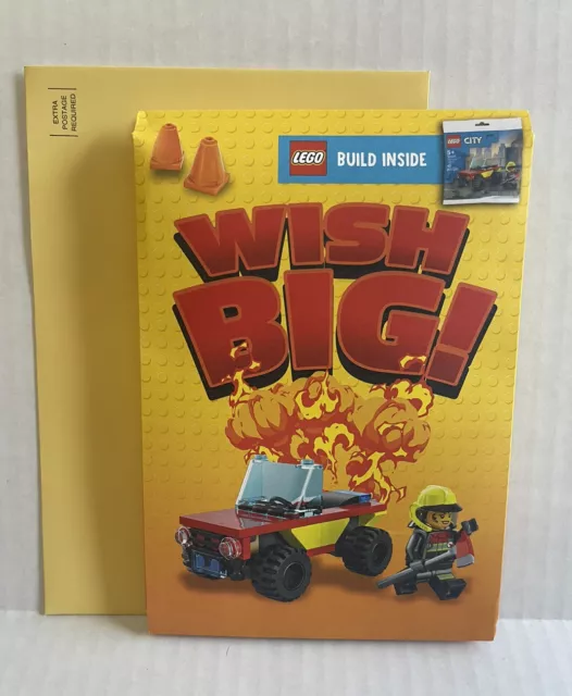 Hallmark Birthday Card ~ Full Lego Kit 51Pcs ~ Wish Big Lego Fire Station Set