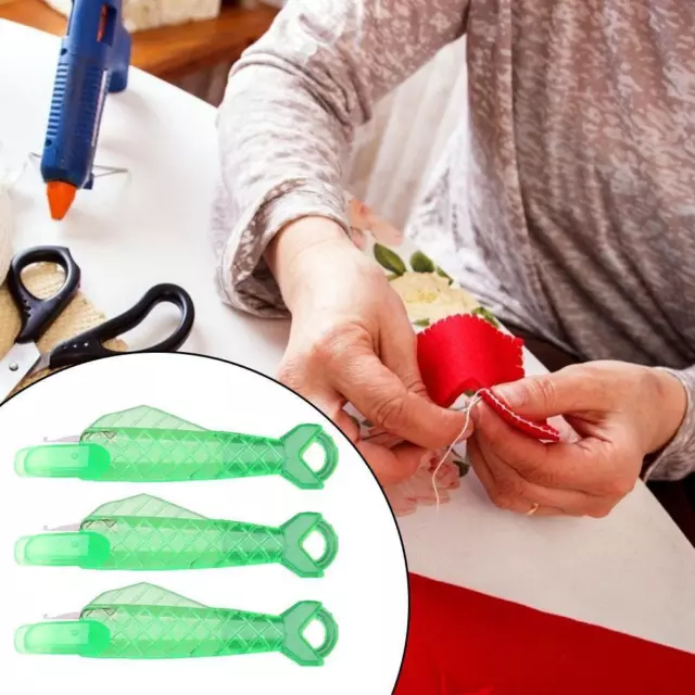 3pcs Fish Type Auto Needle Threader Plastic Quick Needle Inserter (Green)