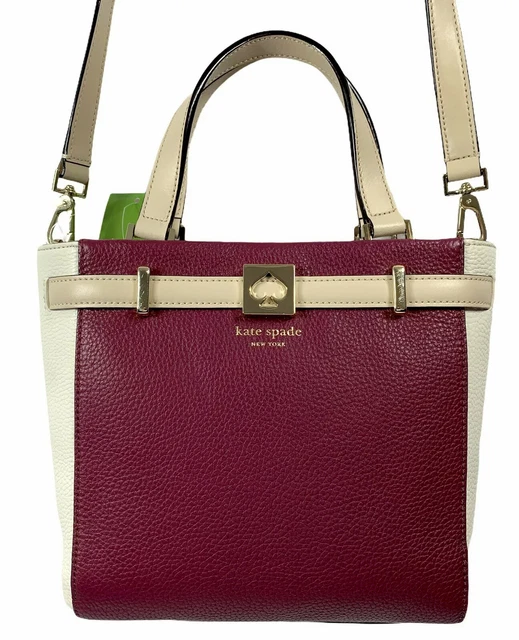 Kate Spade Basket Bag Leo Houston Street Two Tone Cream Red Plum 4578 MSRP $398