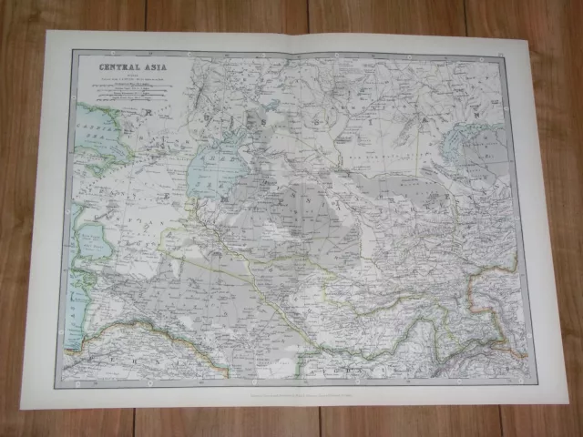 1907 Antique Map  Of Central Asia Turkestan Uzbekistan Kazakhstan Turkmenistan