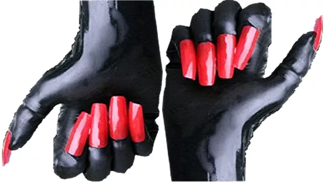 1 Paar Gummi Latex Rubber Handschuhe mit Fingernageltips rot Gr L Top Markenware