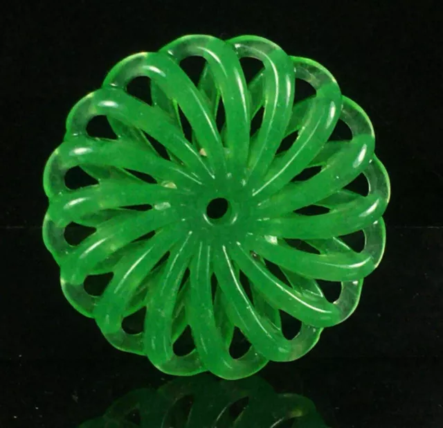 Chinese old Rare jade jadeite hand-carved pendant necklace statue flower 25