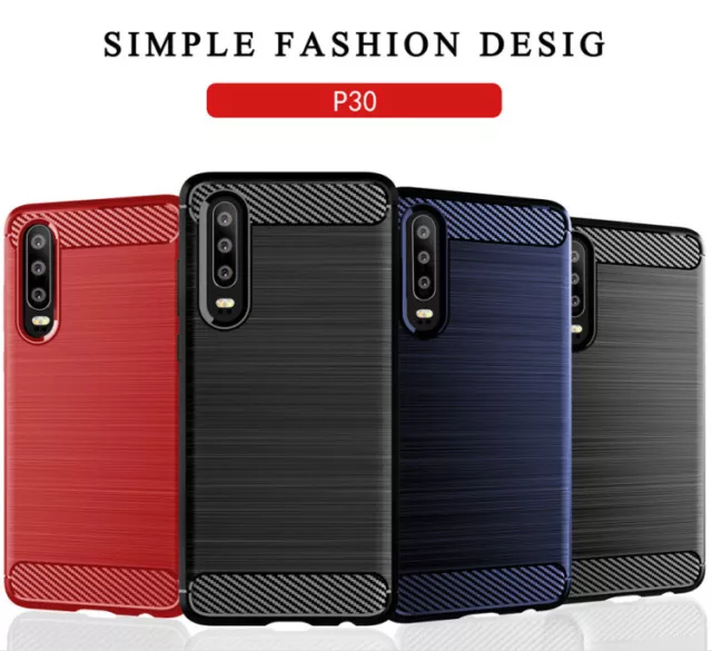 Huawei P30 P20 Mate 20 Pro Lite Soft TPU Carbon Fiber Case Slim Protective Cover