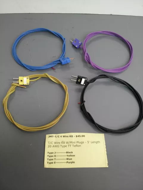 Thermocouple Wire Kits 5' 20Awg Type Tt Teflon Type J,K,T And E Mfg