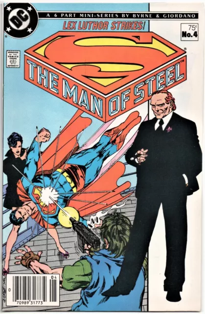 Man Of Steel #4 Of 6 Mini-Series. Newsstand. Byrne / Giordano. Dc 1986. 9+