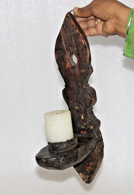 1800 Antiguo candelabro de madera para colgar en la pared hecho a mano...
