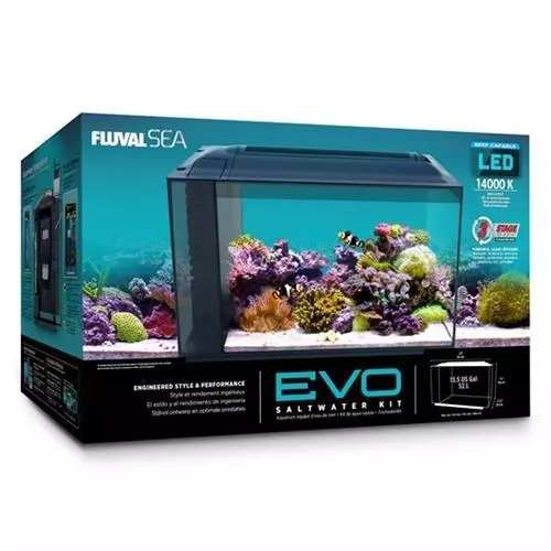 Fluval Evo 13.5 Gallon Saltwater Freshwater Aquarium Kit (20.5" X 11.6" X 7.5")