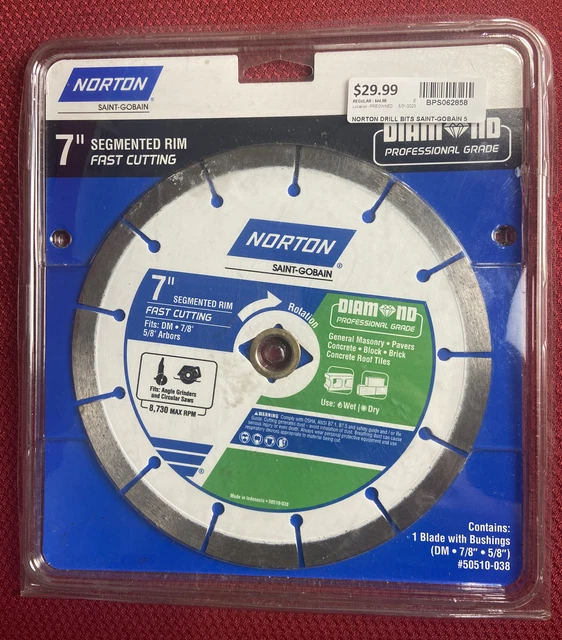 NEW! Norton 7" Segmented Rim Diamond Saw Blade 50510-038 FREE SHIPPING!