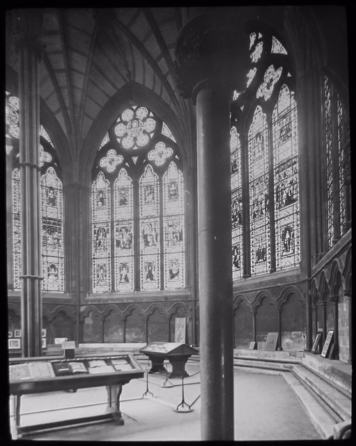 Glass Magic Lantern Slide WESTMINSTER ABBEY CHAPTER HOUSE C1890 PHOTO LONDON