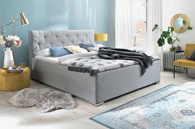 Letto ad acqua matrimoniale incl. struttura letto Chicago - letto completo 180 x 200 cm - grigio chiaro