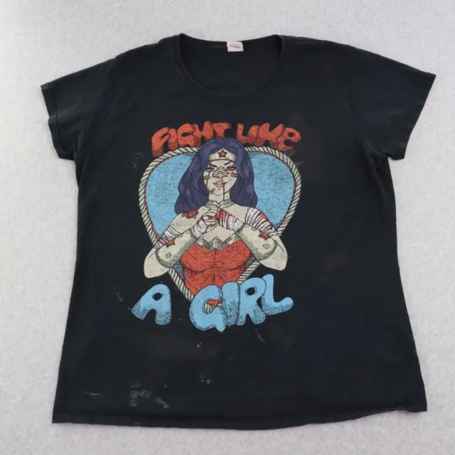 Wonder Woman Fight Like A Girl Breast Cancer Women's XL T-Shirt