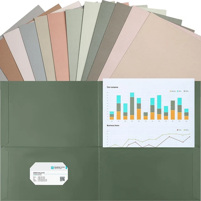 48 Pcs Heavy Duty Letter Size 2 Pocket Folders Assorted Colors File Folder Paper