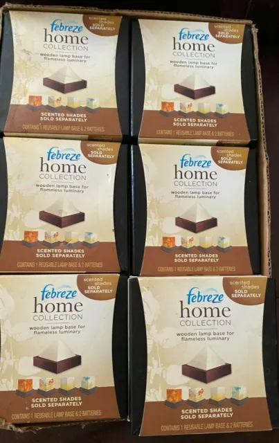 (6) Febreze Home Collection 1 Wooden Lamp Flameless Luminary Scented Shades