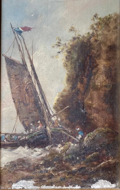Petit Tableau Ancien Aquarelle – Vue D'Isola Madre, Italie, 1872, 19ème
