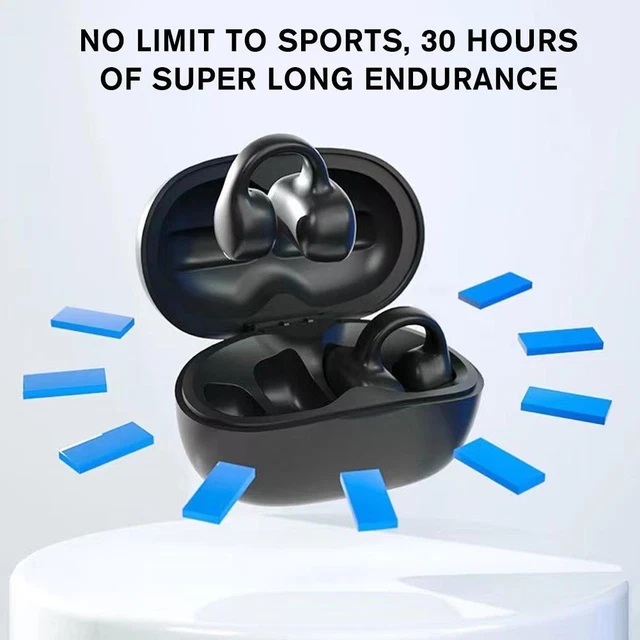 Wireless Earbuds Ear Clip Bone Conduction Headphones Sport Bluetooth V5.3: