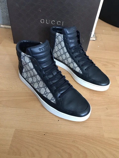 Gucci Herren blau/beige GG monogrammiert Leder High Top Sneaker Trainer UK 10