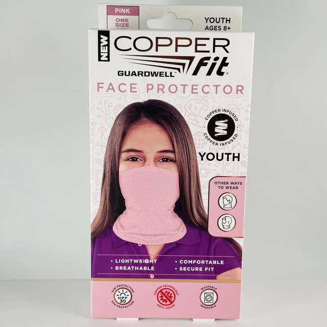 Copper Fit Guardwell Face Protector Mask Youth Pink Kids Neck Gaiter New In Box