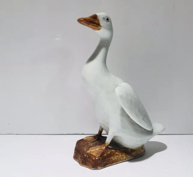 Goose Duck Figurine White Porcelain Hand Painted Glazed 7.5”