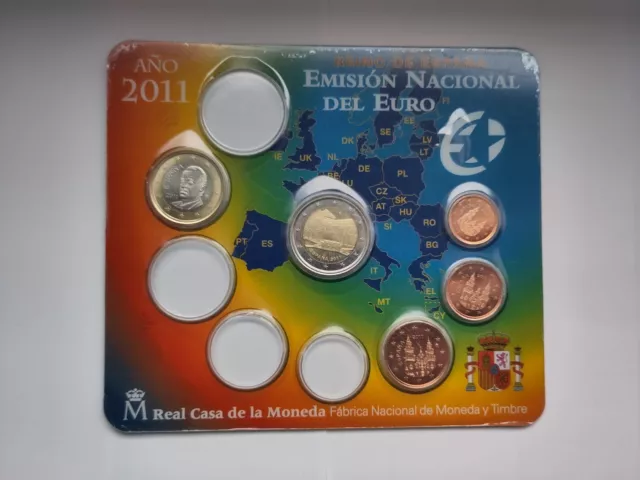 Spanien Euro KMS 2011 - 1 , 2, 5 Cent + 1 € + 2 € Sondermünze, im orig. Blister