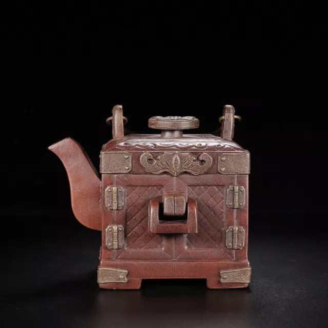 China old Yixing Clay Teapot Handmade Treasure Chest Purple sand Teapot 8029