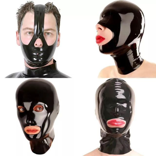 Unisex Adult Cosplay Full Face Mask Hood Stretch Latex Headgear Open Eyes Mouth