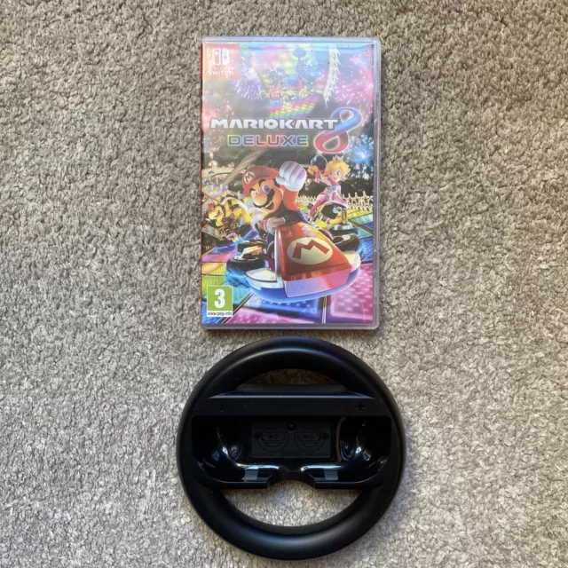 Mario Kart 8 Deluxe With Wheel Nintendo Switch Game.