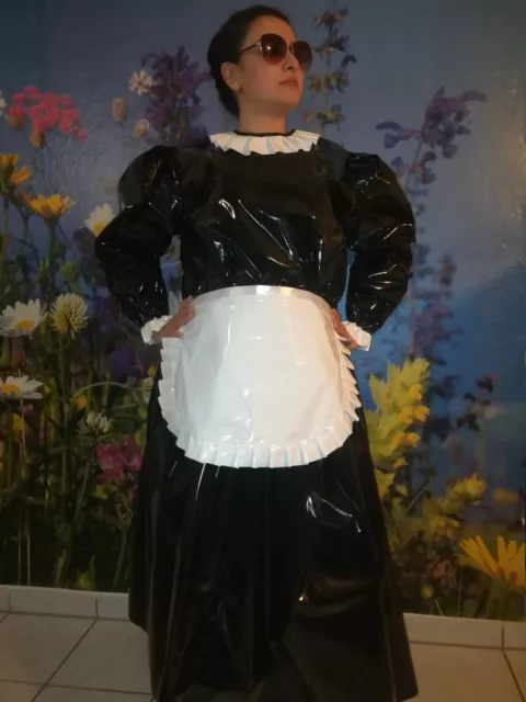 Adult Sissy Kleid Zofe LACK PVC TRAVESTIE DIRNDL DIENSTMÄDCHEN SCHÜRTZE XL