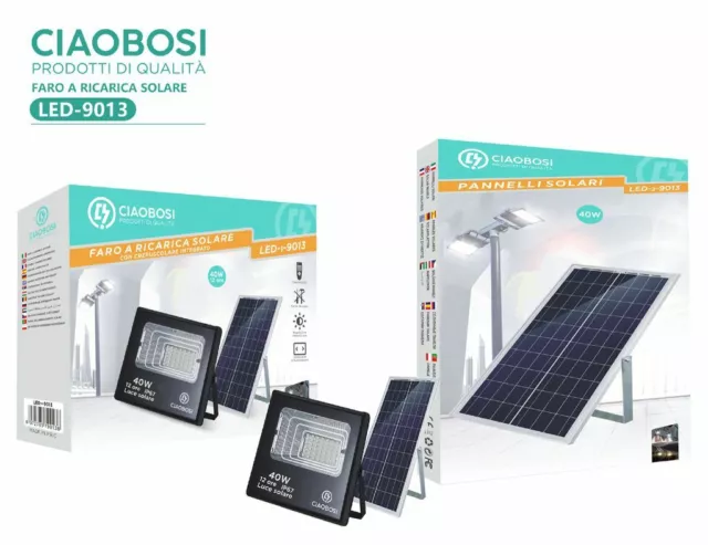Phare Luminaire LED Panneau Solaire Photovoltaïque 40W Avec Crépuscolaire Linq