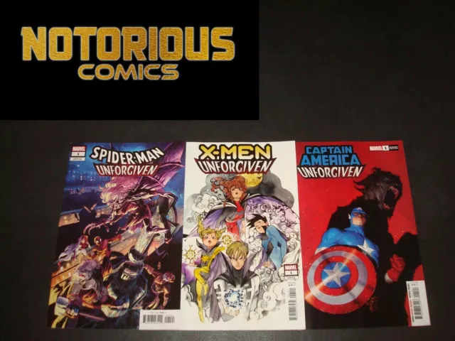 Spider-Man X-Men Captain America Unforgiven 1-3 Complete Variant Set Marvel