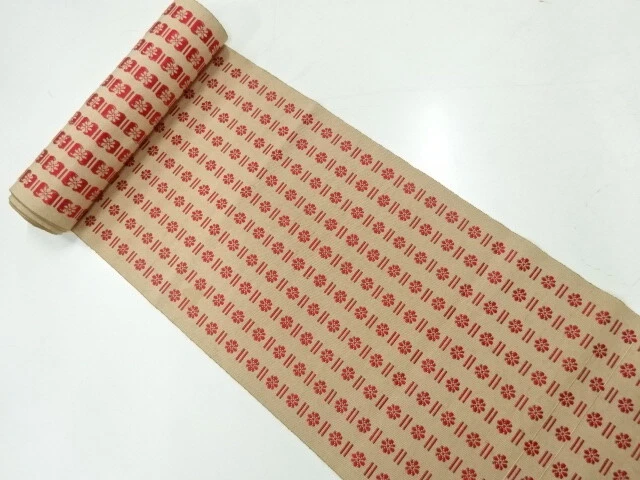 6141022: Japanese Kimono / Antique Bolt For Obi / Woven Flower