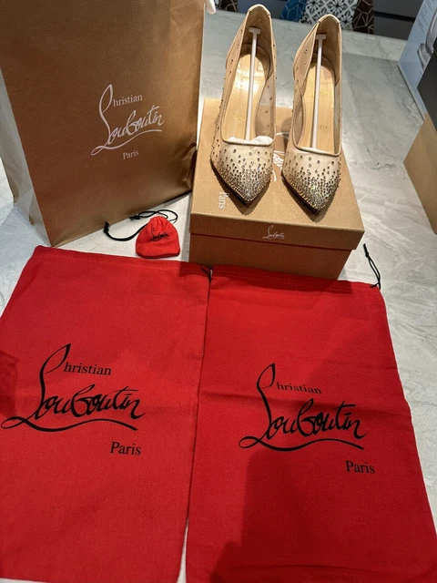 CHRISTIAN LOUBOUTIN FOLLIES Strass 85 Rete Suede Light Silk 51.00 PicClick UK