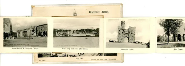 Worcester Mass MA -FOLDOUT MULTI-VIEW OF CITY- Novelty Postcard Mini Views