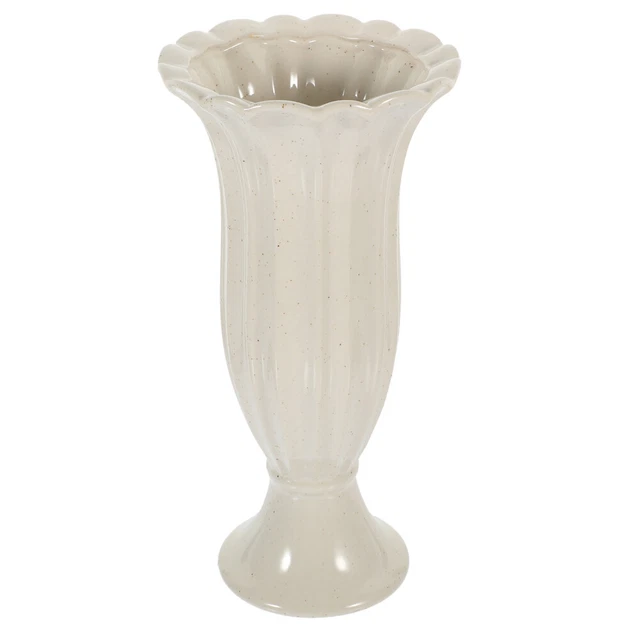 Vaso Moderno Deco In Ceramica Bianco E Argento – Altezza 23 Cm, Design Elegante Per Fiori, Arredamento Soggiorno E Camera Da Letto, Regalo