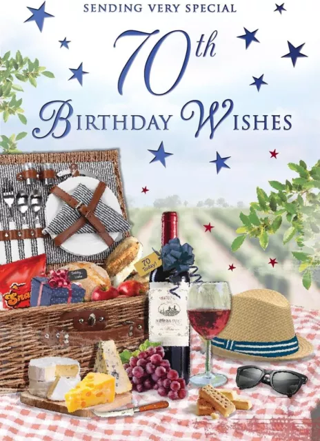 SPECIAL 70th BIRTHDAY WISHES MALE BIRTHDAY CARD, Traditional Design 9 X 6" 3