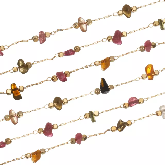 1Pcs 1 Yards Crystal Chain Necklace Chains Bulk (Dark Color, Gold)