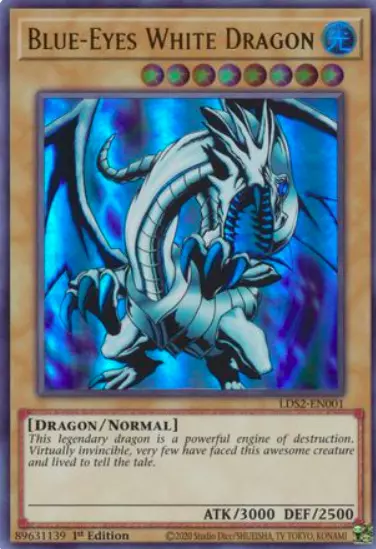 1X NM Blue-Eyes White Dragon (Green)- LDS2-EN001 - Ultra Rare 1st Edition yugioh
