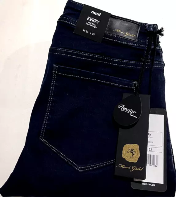 Mavi Gold BNWT Womens Size W26 x L32 Kerry Slim Straight Blue Denim Jeans