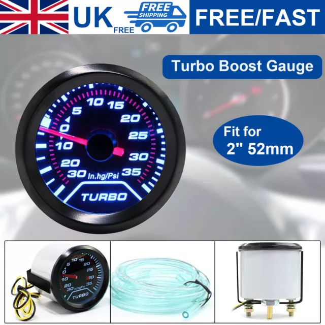 52mm Universal Car LED 30PSI Turbo Boost Gauge Pressure Vacuum Smoked Face Fast