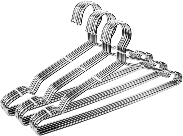 Wire Coat Hangers 16.5" Strong Heavy Duty Stainless Steel Metal Clothes Hangers